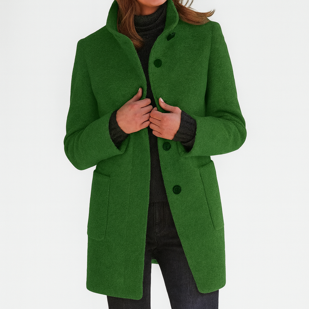 Zélie | Veste chic en laine mélangée à col montant pour femme