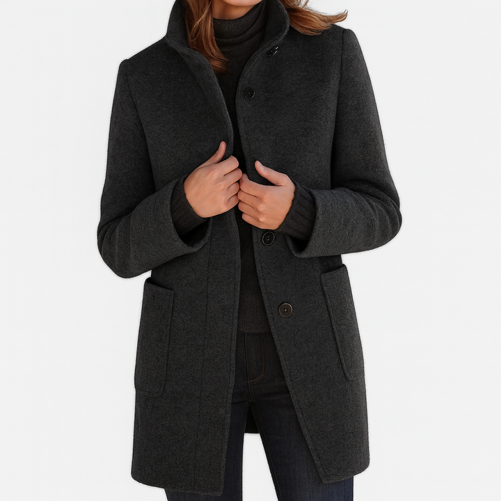 Zélie | Veste chic en laine mélangée à col montant pour femme