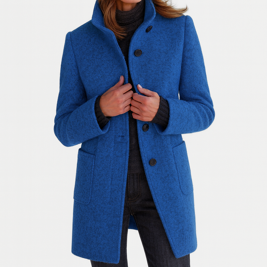 Zélie | Veste chic en laine mélangée à col montant pour femme