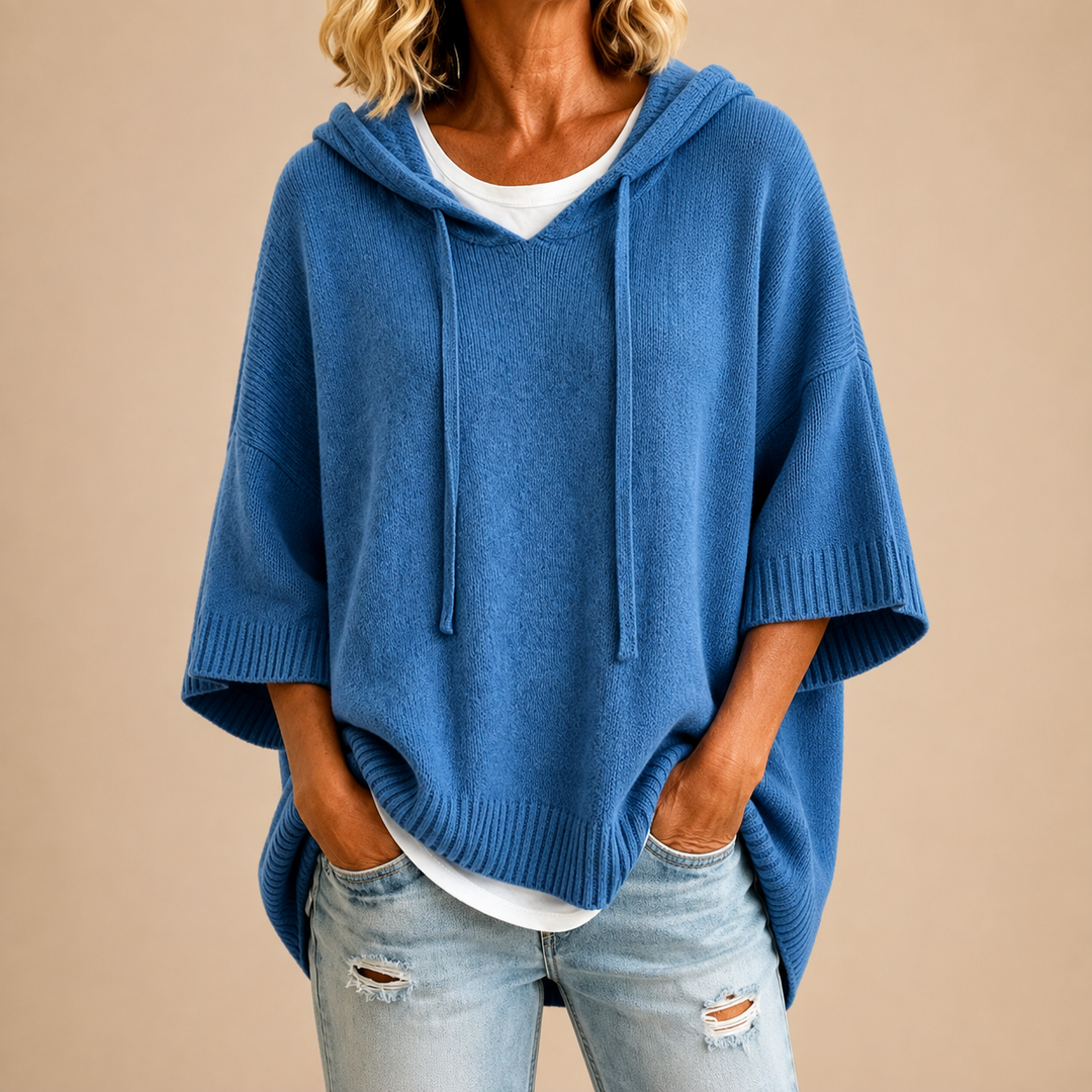 Rosaline | Pull chic oversize à capuche en maille pour femme