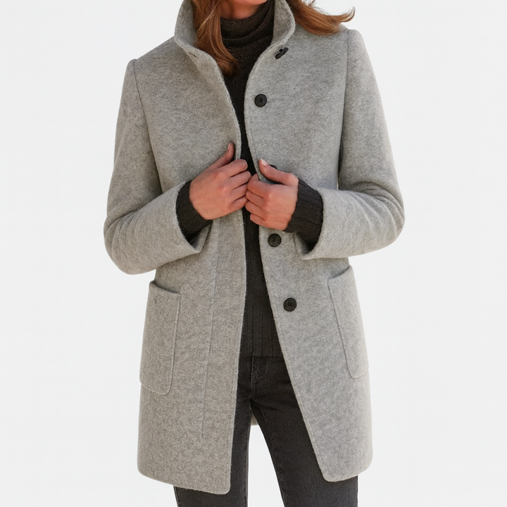 Zélie | Veste chic en laine mélangée à col montant pour femme