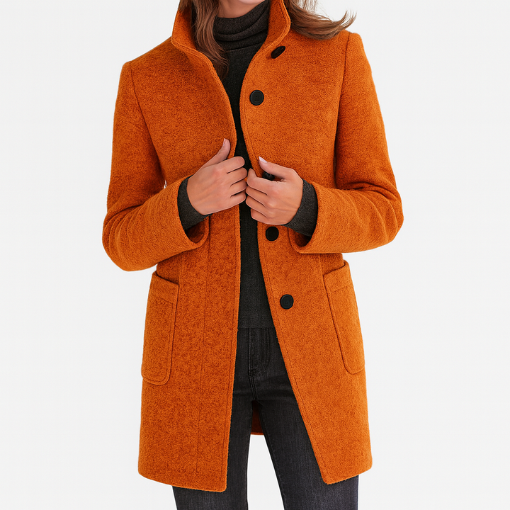 Zélie | Veste chic en laine mélangée à col montant pour femme