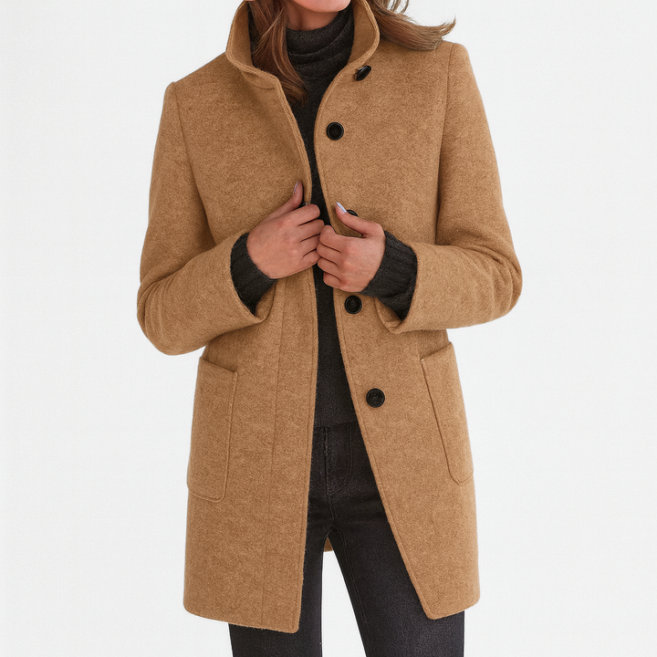 Zélie | Veste chic en laine mélangée à col montant pour femme