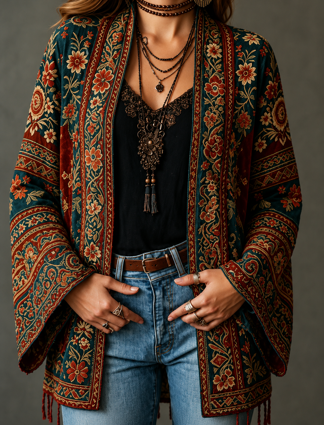 Marguerite | Veste boho chic en velours pour femmes