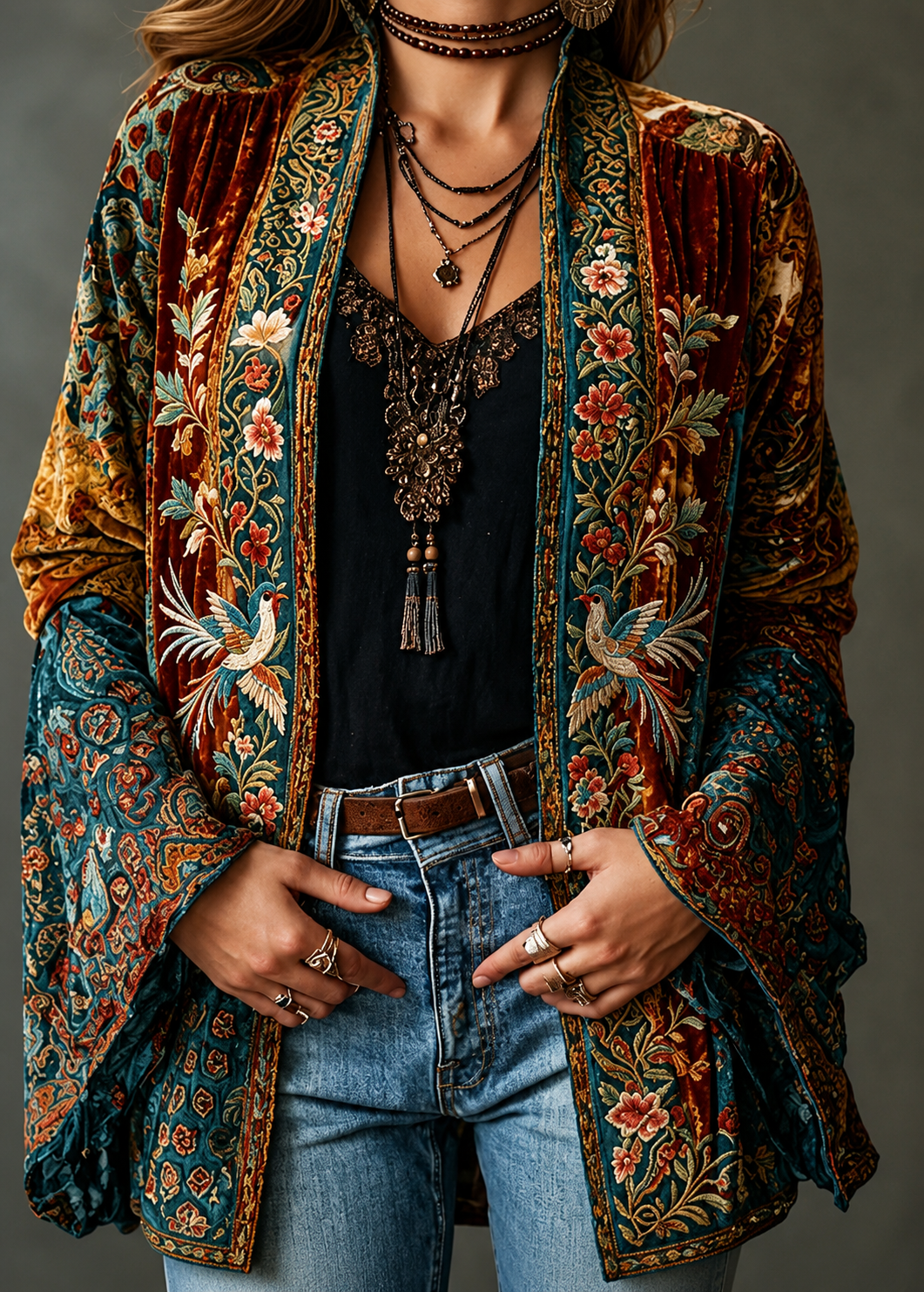 Marguerite | Veste boho chic en velours pour femmes