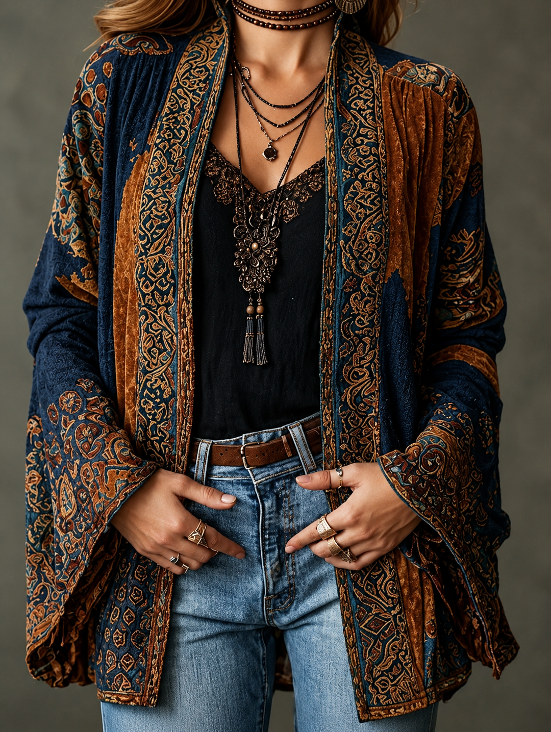 Marguerite | Veste boho chic en velours pour femmes