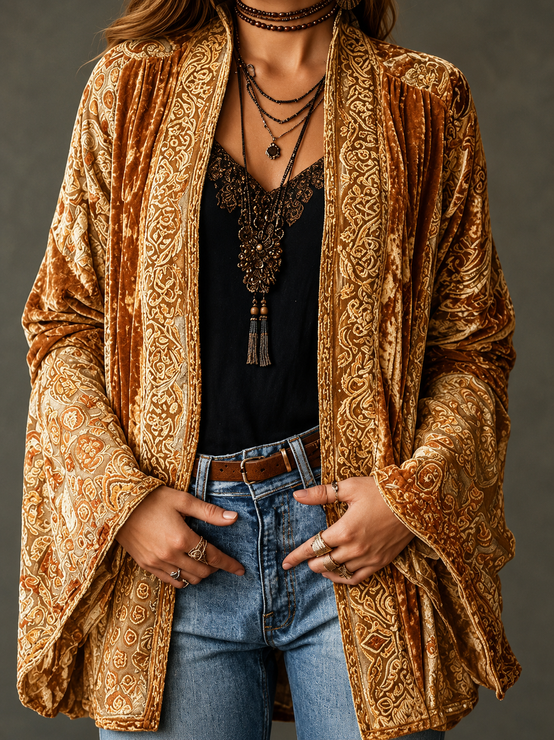 Marguerite | Veste boho chic en velours pour femmes