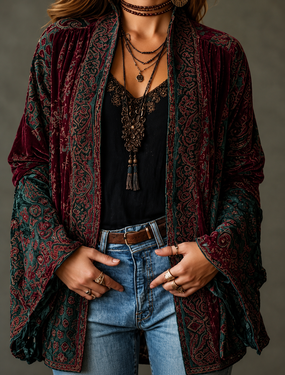 Marguerite | Veste boho chic en velours pour femmes
