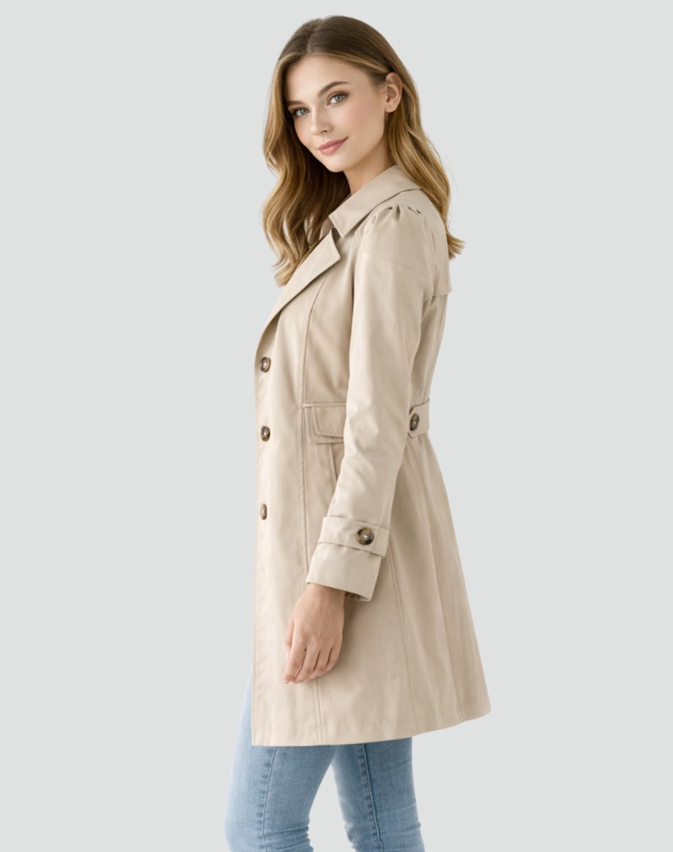 Xavière | Trench beige mi-long et ceinturé pour femme
