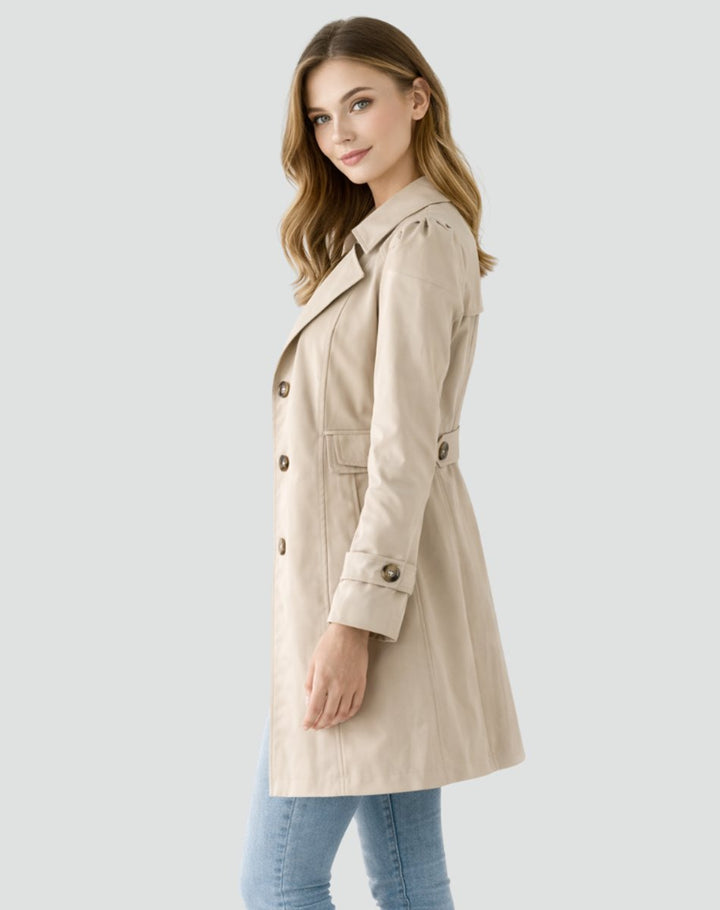 Xavière | Trench beige mi-long et ceinturé pour femme