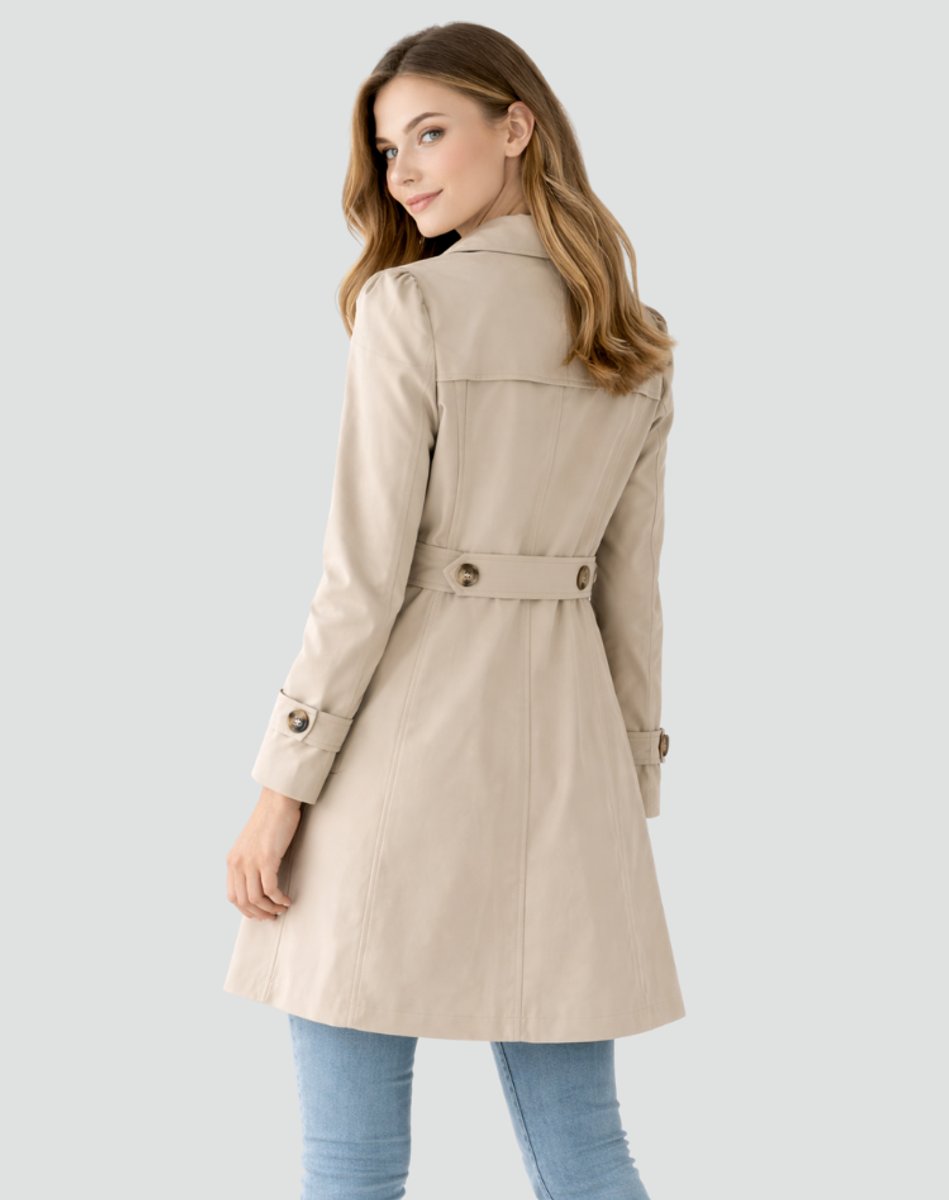 Xavière | Trench beige mi-long et ceinturé pour femme