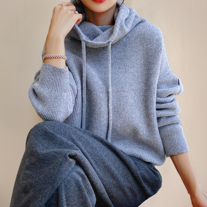 Mina | Pull chic oversize à capuche en grosse maille pour femme