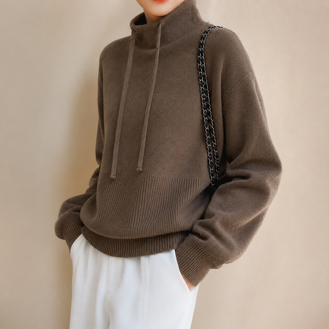Mina | Pull chic oversize à capuche en grosse maille pour femme