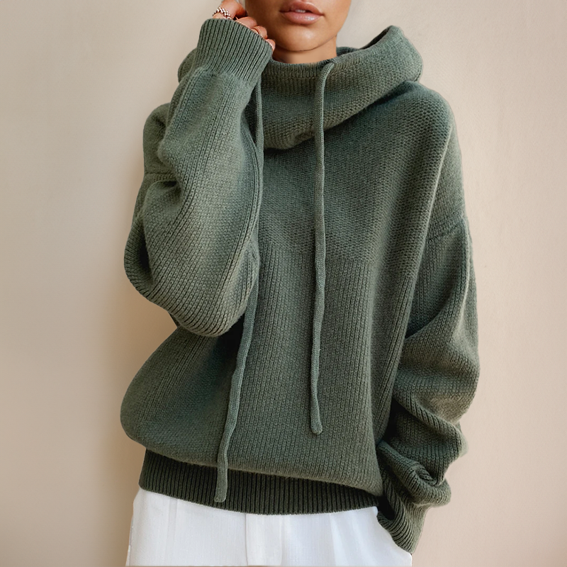 Mina | Pull chic oversize à capuche en grosse maille pour femme