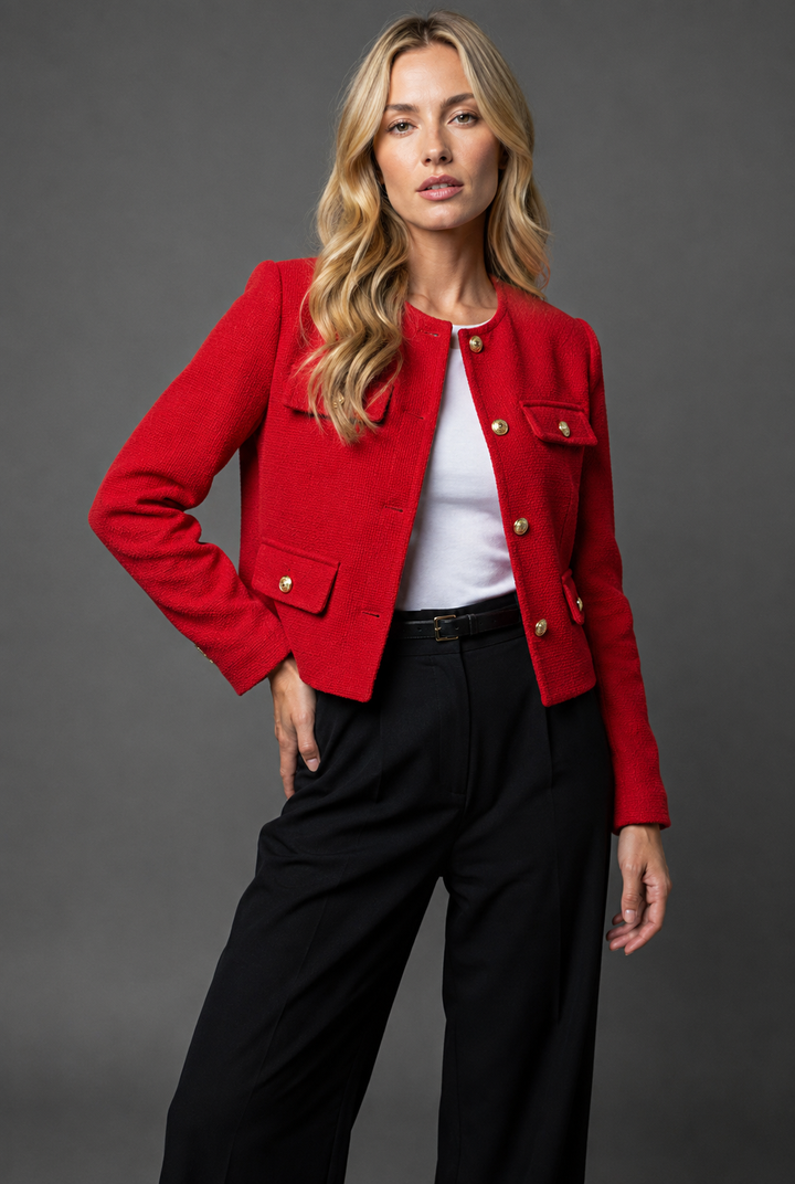 Océania | Blazer chic court en tweed pour femme