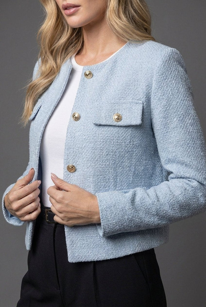 Océania | Blazer chic court en tweed pour femme