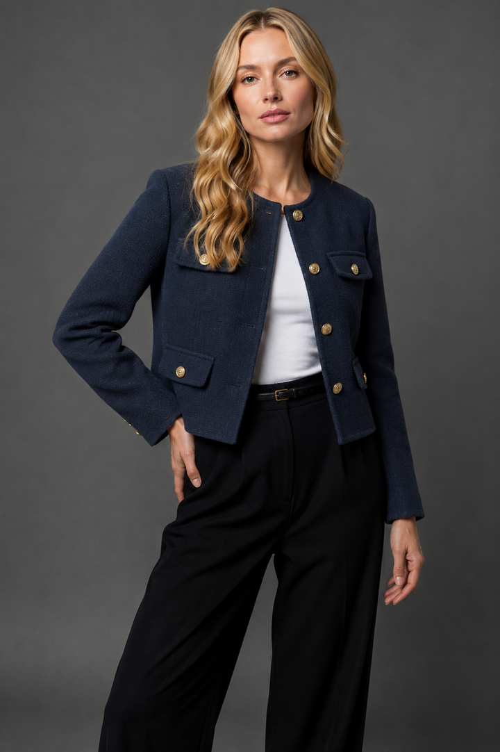 Océania | Blazer chic court en tweed pour femme