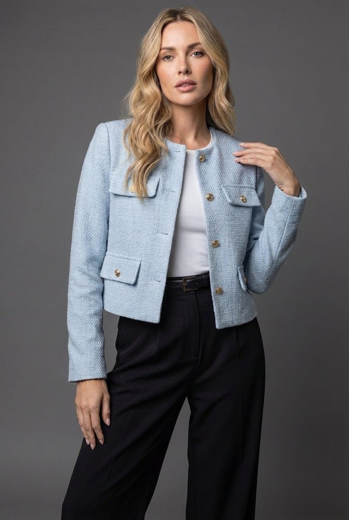 Océania | Blazer chic court en tweed pour femme