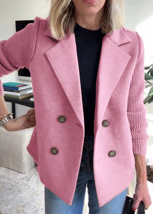 Raphaëlla | Blazer rose chic à double boutonnage pour femme