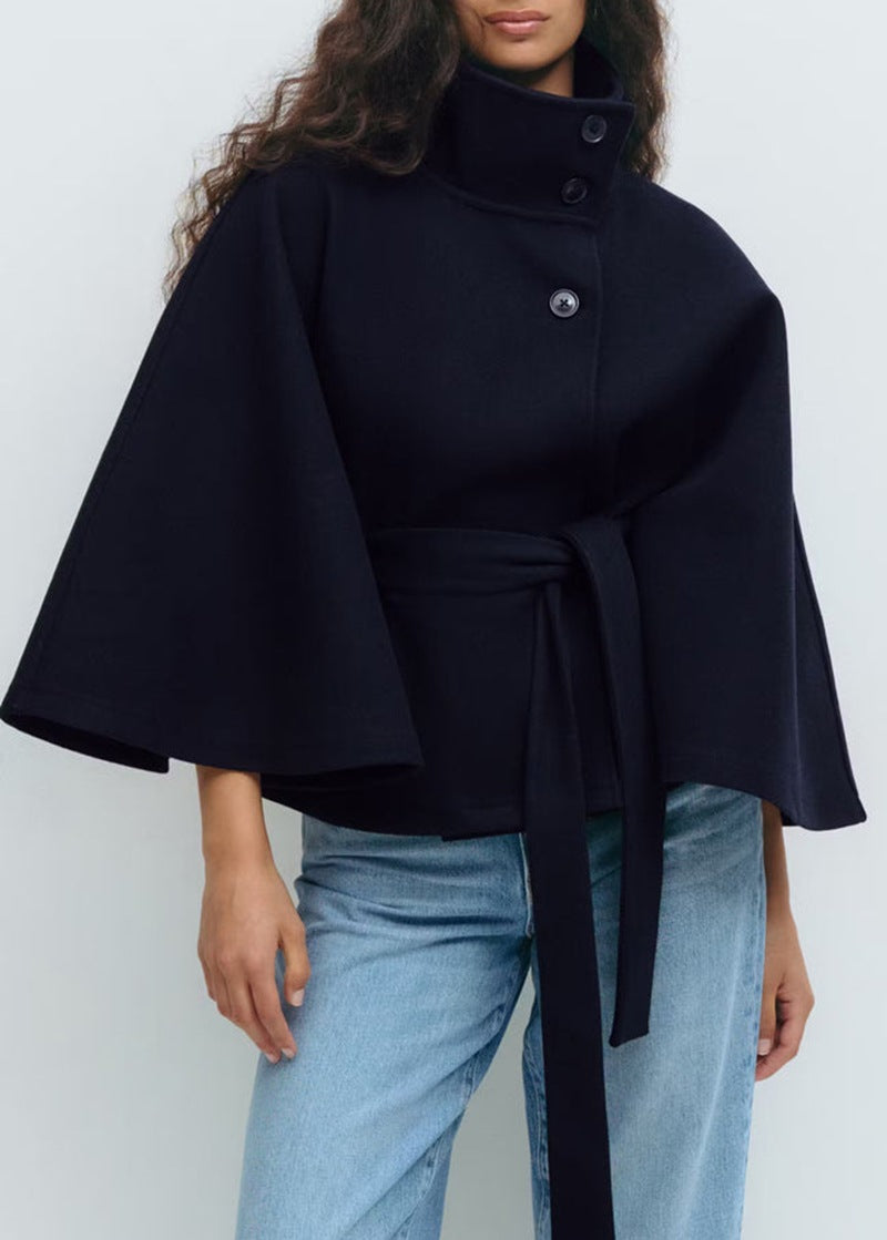 Gwennaëlle | Cape chic en laine ceinturée pour femme