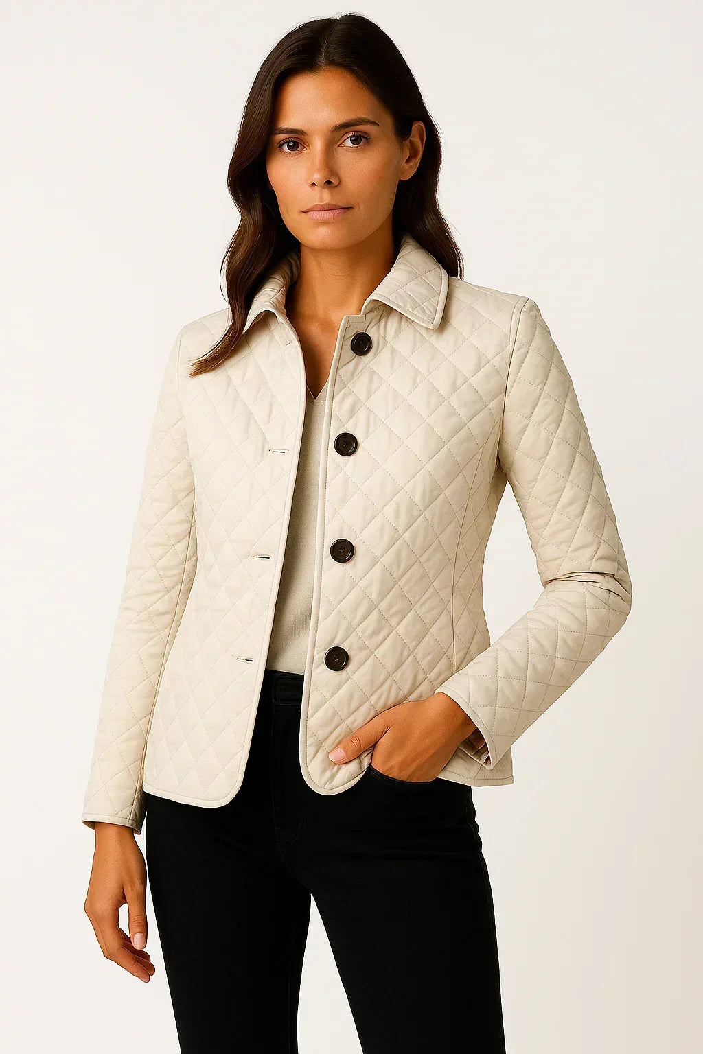 Lison | Veste élégante matelassée cintrée à col classique pour femme