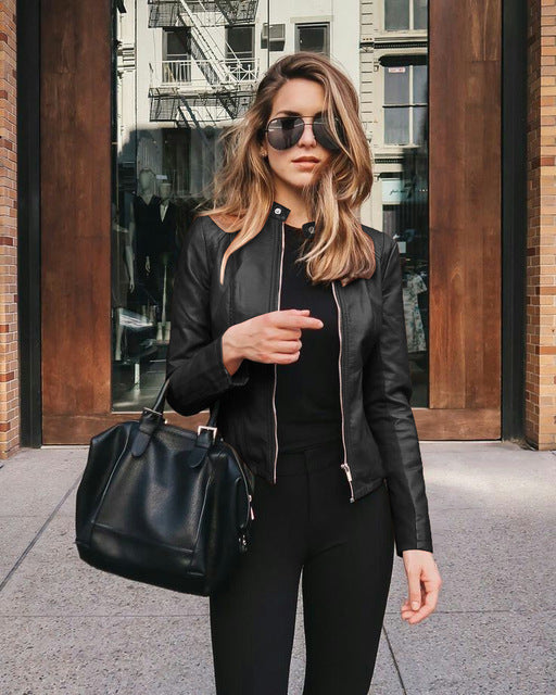 Firmine | Veste chic cintrée et zippée en simili cuir pour femme