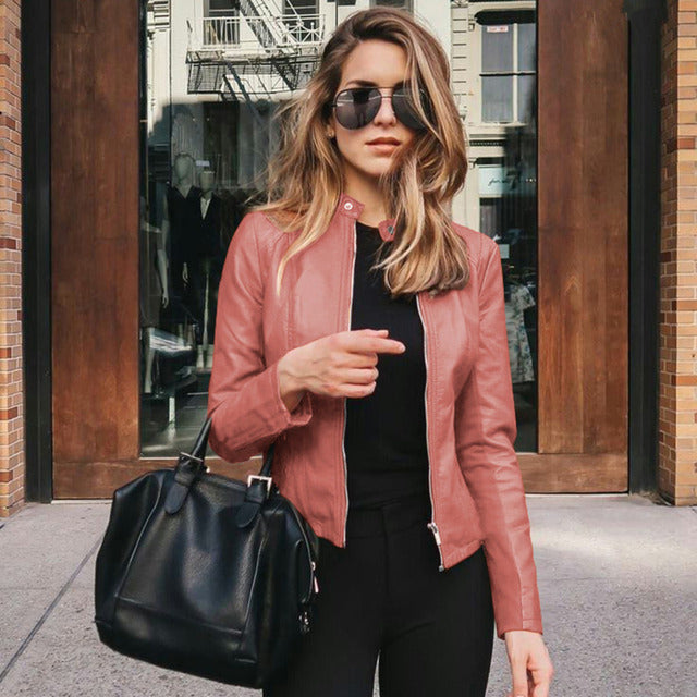 Firmine | Veste chic cintrée et zippée en simili cuir pour femme