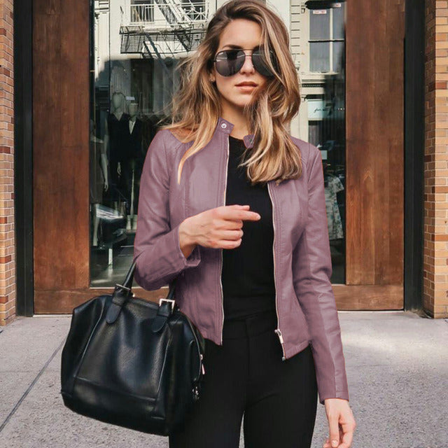 Firmine | Veste chic cintrée et zippée en simili cuir pour femme