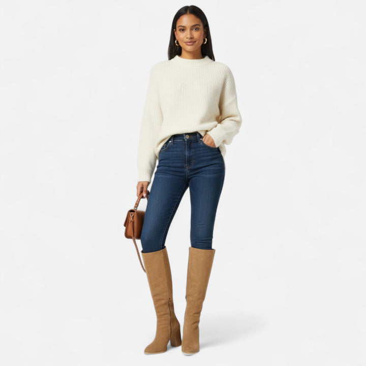 Ombeline | Bottes longues chic en daim, élégance équestre pour femme