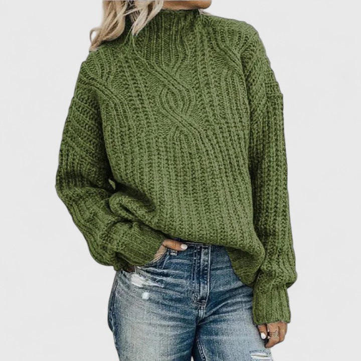 Edmée | Pull élégant torsadé à col montant pour femme