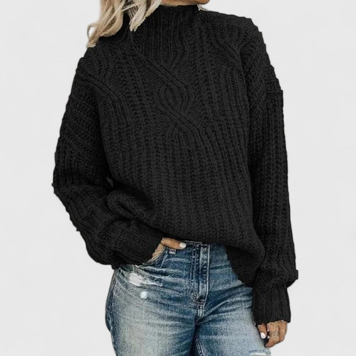Edmée | Pull élégant torsadé à col montant pour femme