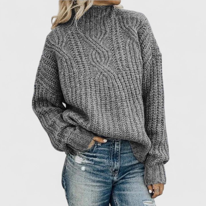 Edmée | Pull élégant torsadé à col montant pour femme