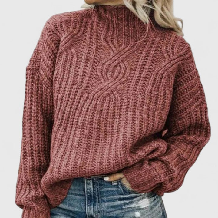 Edmée | Pull élégant torsadé à col montant pour femme