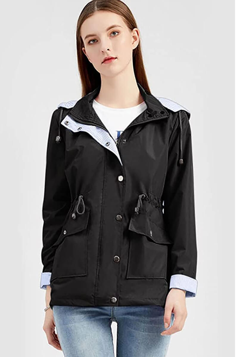 Judith | Veste élégante imperméable à capuche avec cordon de serrage pour femme