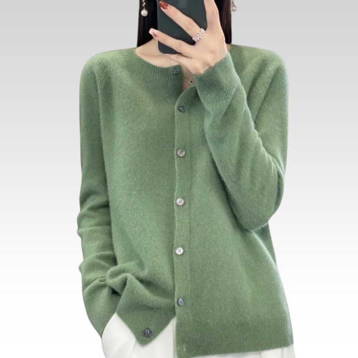 Tessa | Cardigan élégant long en maille de laine pour femme