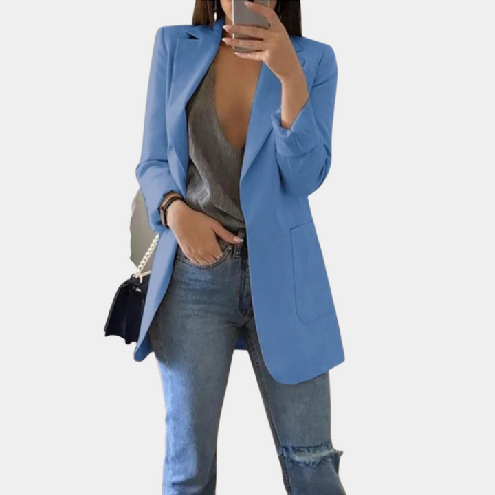 Floriane | Blazer noir chic et long pour femme