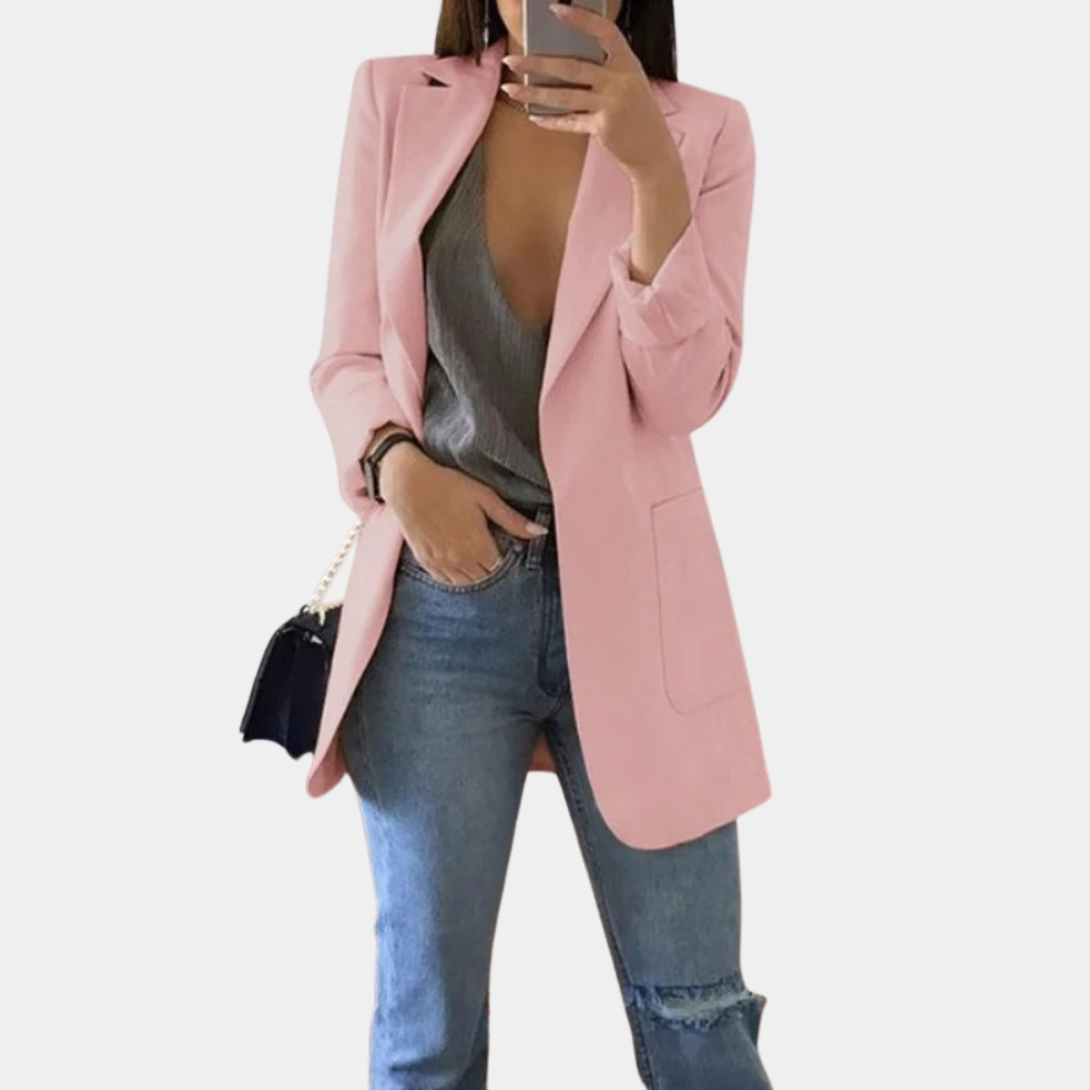 Floriane | Blazer noir chic et long pour femme