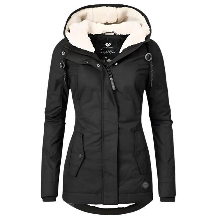 Naéva | Veste d'hiver élégante imperméable à capuche doublée sherpa pour femme