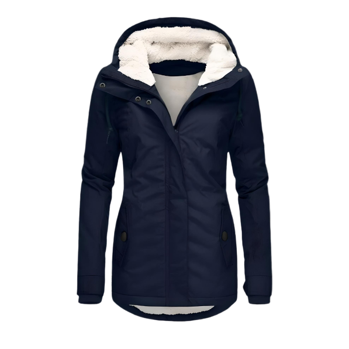 Naéva | Veste d'hiver élégante imperméable à capuche doublée sherpa pour femme