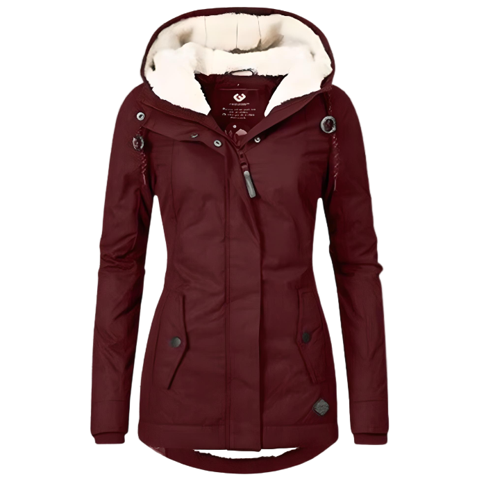 Naéva | Veste d'hiver élégante imperméable à capuche doublée sherpa pour femme