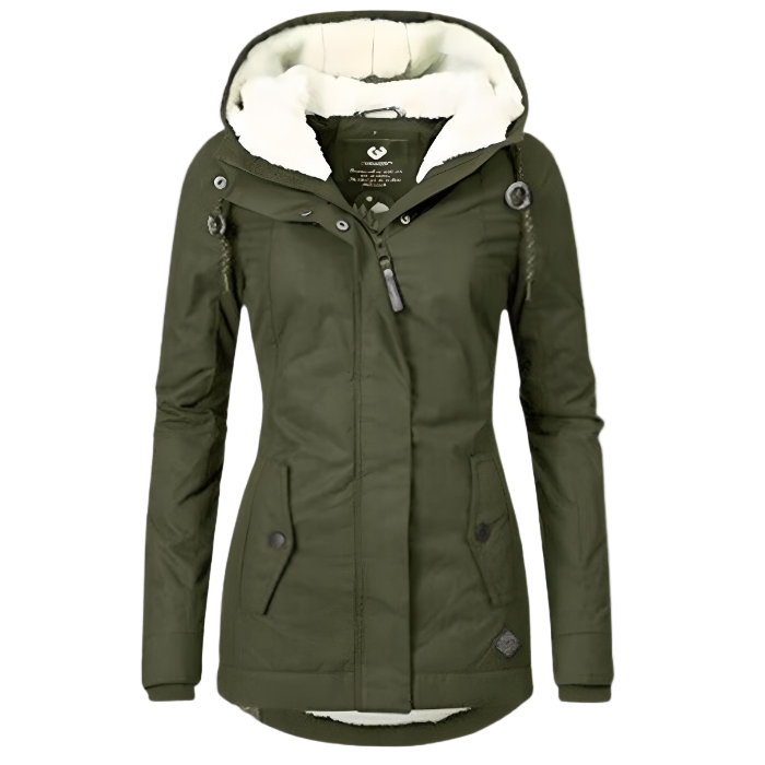 Naéva | Veste d'hiver élégante imperméable à capuche doublée sherpa pour femme