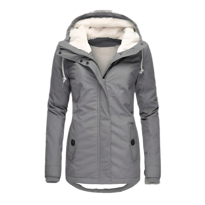 Naéva | Veste d'hiver élégante imperméable à capuche doublée sherpa pour femme