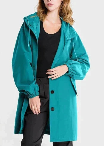 Danièle | Imperméable chic long à capuche pour femme