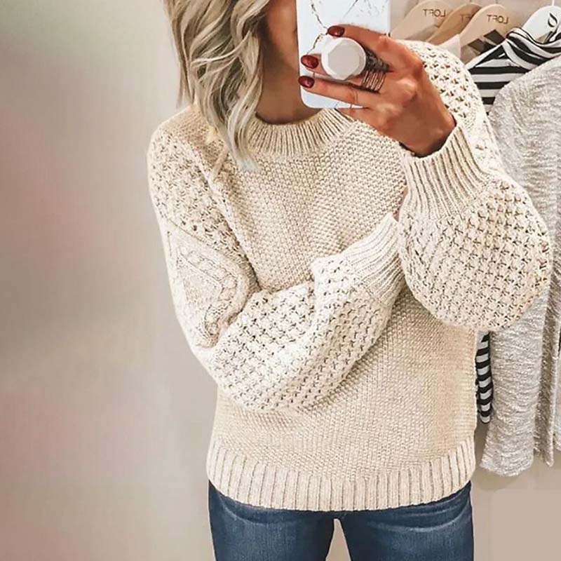 Clémence | Pull en maille chic à manches bouffantes et col montant pour femme
