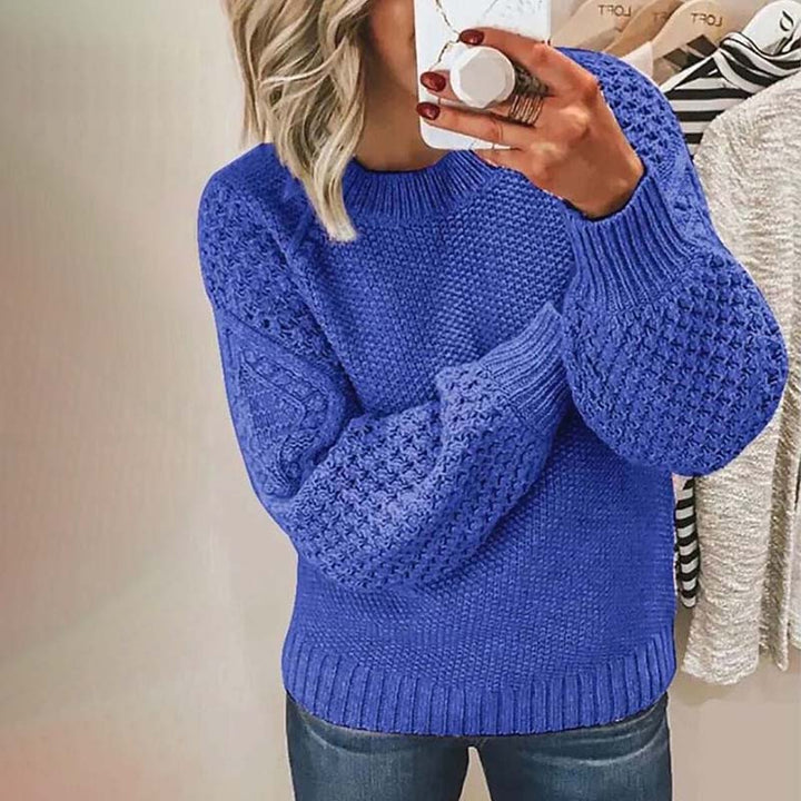 Clémence | Pull en maille chic à manches bouffantes et col montant pour femme