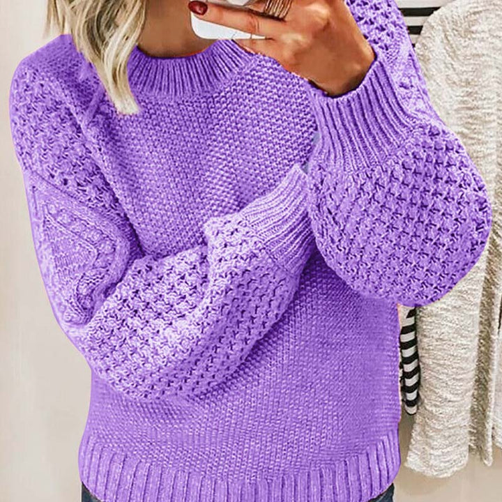 Clémence | Pull en maille chic à manches bouffantes et col montant pour femme