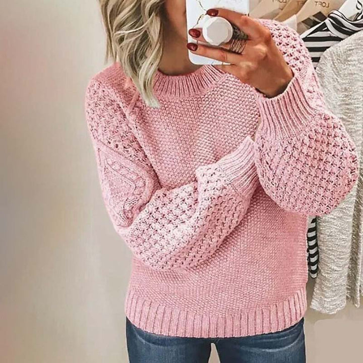 Clémence | Pull en maille chic à manches bouffantes et col montant pour femme