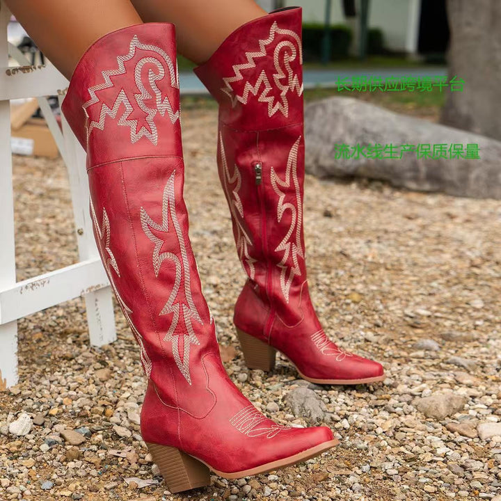 Cheyenne | Bottes chic cuissardes cowboy à talon pour femme
