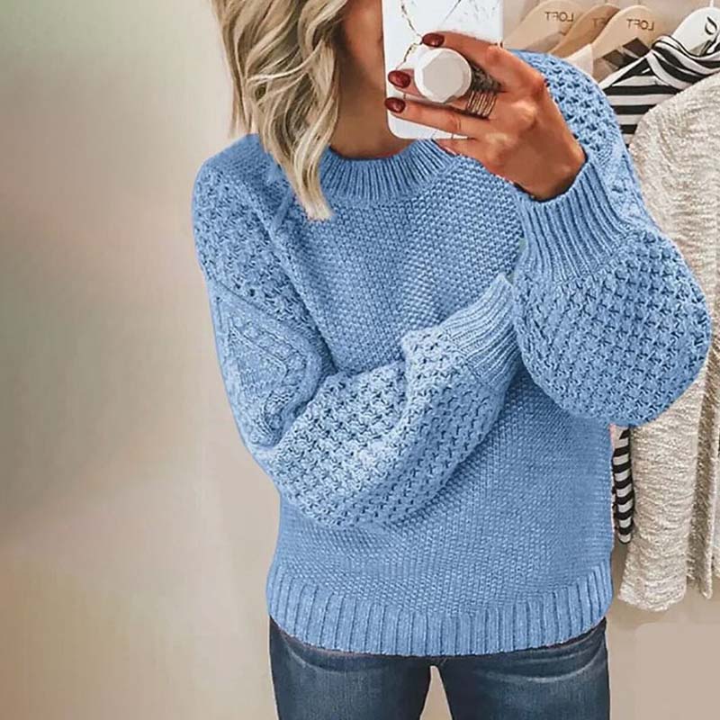 Clémence | Pull en maille chic à manches bouffantes et col montant pour femme