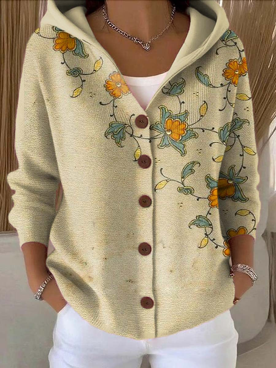 Léa | Veste chic à capuche imprimée multicolore pour femme